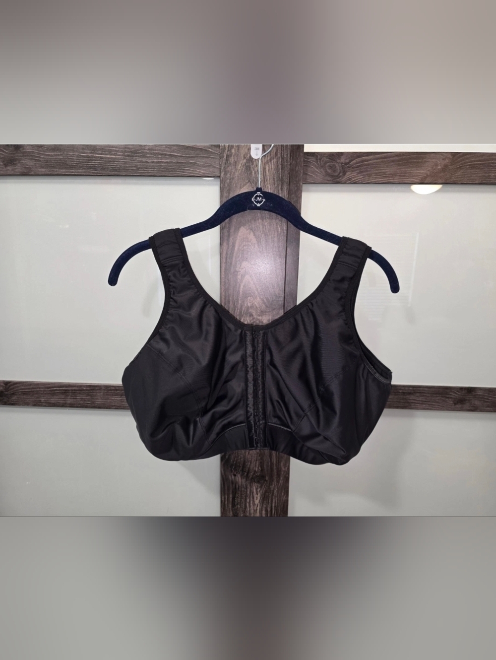 Enell Lite Sport Bra Black NL101 Front Closure Full Coverage All Day Sz 7